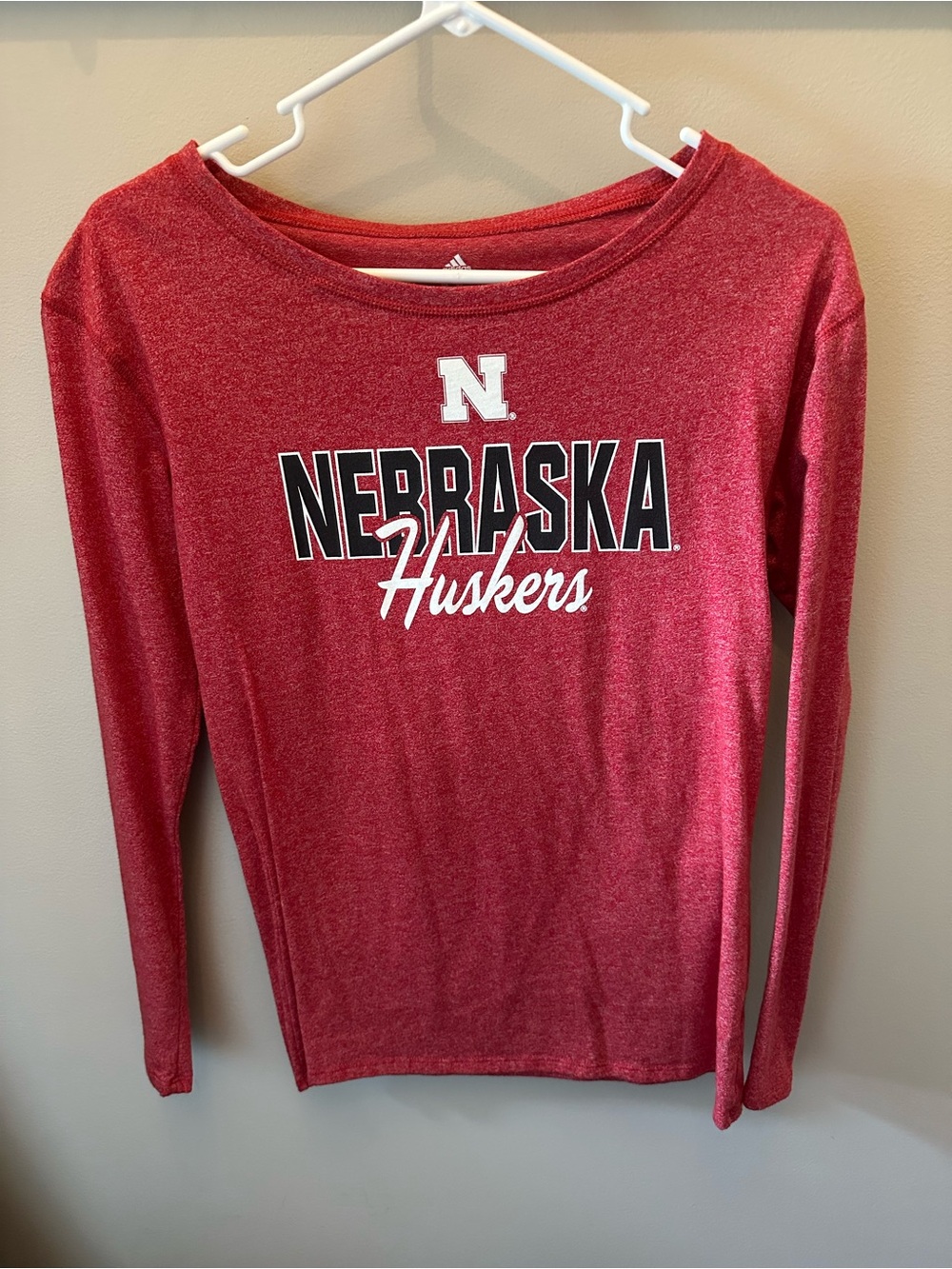 Adidas Nebraska Huskers Red Long Sleeve Tee